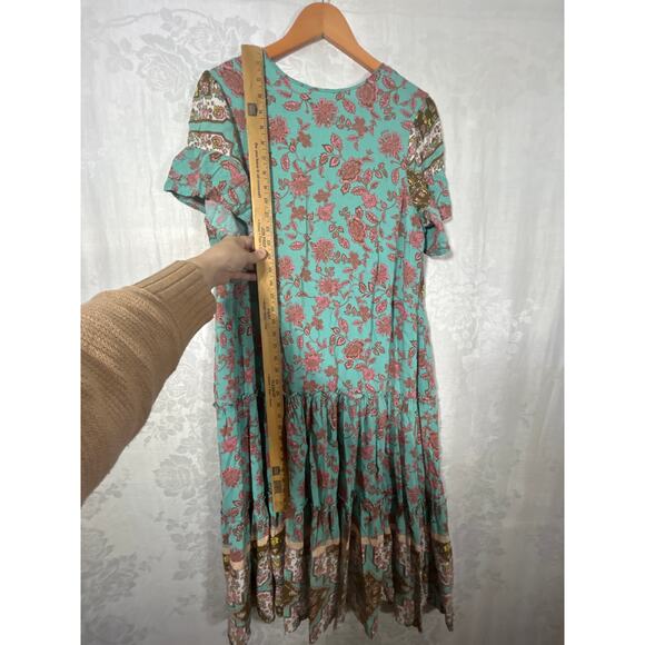 Matilda Jane Midi Dress Medium Floral Flutter Sleeve Tiered Boho Down to Earth - Picture 8 of 8